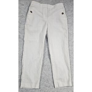J.Crew Linen-Cotton Blend Cropped Sailor Pant, White,  Women Sz 8, New